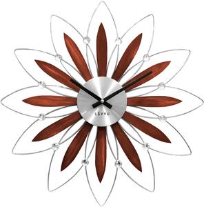 Továrna na čas Dřevěné stříbrné hodiny LAVVU CRYSTAL Flower LCT1111
