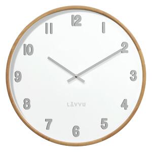 LAVVU Světlé dřevěné bílé hodiny LAVVU FADE LCT4060