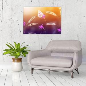 Obraz - Růžový motýl (70x50 cm)