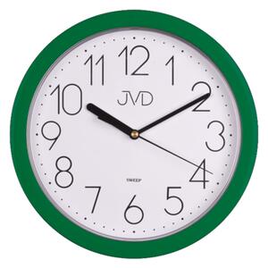 JVD Zelené plastové nástěnné netikající tiché hodiny JVD sweep HP612.13