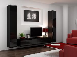 Obývací stěna VIGO 4D černá / černý lesk