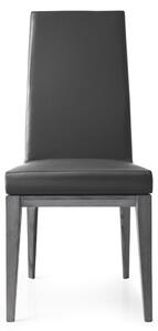 Calligaris Vysoká židle Bess, dřevo, pravá kůže, CS1294-LH Podnoží: Kouřový jasan (dřevo), Sedák: Pravá kůže měkká - Black (černá)