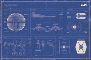 Plakát, Obraz - Star Wars - Imperial Fleet Blueprint, (91.5 x 61 cm)