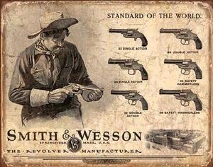 Plechová cedule S&W - SMITH & WESSON - Revolver Manufacturer, (40 x 31.5 cm)