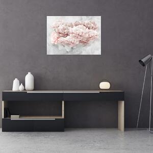 Obraz - Růžové květy na zdi (70x50 cm)