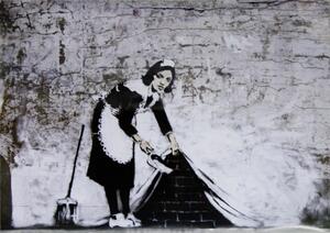 Plakát, Obraz - Banksy Street Art - Cleaning Maid, (59 x 42 cm)