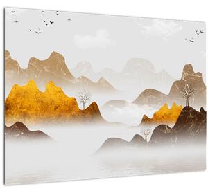 Obraz - Hory v mlze (70x50 cm)