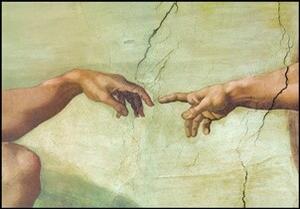 Obrazová reprodukce Zrození Adama (část), Michelangelo Buonarroti, (80 x 60 cm)