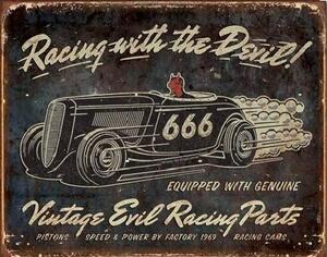 Plechová cedule VINTAGE - Evil Racing, (40 x 31.5 cm)