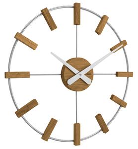 VLAHA Dřevěné stříbrné hodiny VLAHA STUDIO vyrobené v Čechách VCT1061 (hodiny s vůní dubového dřeva a certifikátem pravosti a datem výroby)