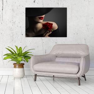 Obraz - Žena s růží (70x50 cm)
