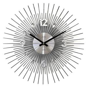 JVD Designové kovové stříbrné nástěnné hodiny JVD HT114.3 (kovové paprskovité hodiny o průměru 45cm)