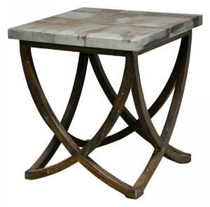 Bramble Furniture Stolek Davos, oplechovaná deska, hnědé podnoží