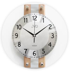 JVD Netikající tiché dřevěné kulaté nástěnné hodiny JVD NS21052/68 (kulaté dřevěné tiché hodiny)