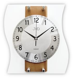 JVD Netikající tiché skleněné dřevěné nástěnné hodiny JVD NS21053.4 (skleněné tiché hodiny)