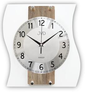 JVD Netikající tiché skleněné dřevěné nástěnné hodiny JVD NS21053.3 (skleněné tiché hodiny)