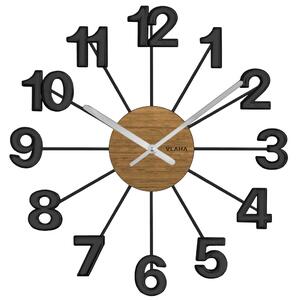 VLAHA Dřevěné černé hodiny VLAHA DESIGN vyrobené v Čechách VCT1071 (hodiny s vůní dubového dřeva a certifikátem pravosti a datem výroby)