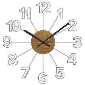 Továrna na čas Dřevěné stříbrné hodiny DESIGN VCT1070