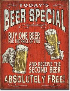 Plechová cedule Todays Beer Special, (30 x 42 cm)