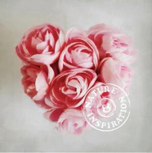 ART-STYLE Obrázek 30x30, srdce, růže, rám bílý s patinou