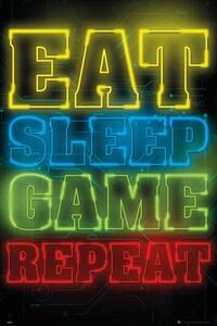 Plakát, Obraz - Gaming - Eat Sleep Game Repeat, (61 x 91.5 cm)