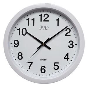 JVD Bílé plastové nástěnné netikající tiché hodiny JVD sweep HP611.1