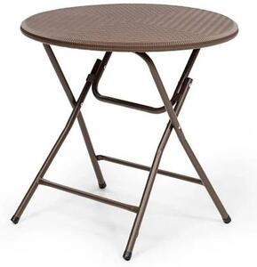 Skládací stůl Blumfeldt Burgos round, polyratan, 80 cm Ø plocha stolu, 4 osoby, hnědá