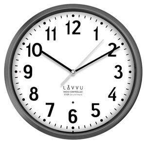 Továrna na čas LAVVU Šedé hodiny Accurate Metallic Silver řízené rádiovým signálem LCR3011