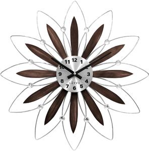 Továrna na čas Dřevěné stříbrné hodiny LAVVU CRYSTAL Flower s čísly LCT1113