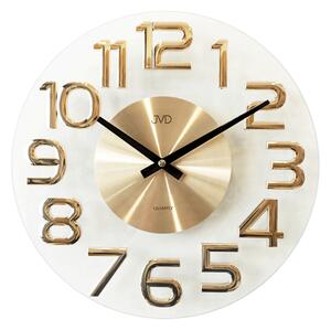 JVD Skleněné zlaté nástěnné designové hodiny JVD HT098.1
