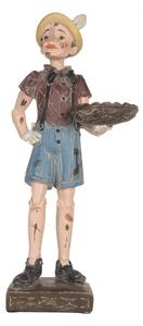 Dekorace ve vintage stylu Pinocchio s tácem a patinou – 14x10x31 cm
