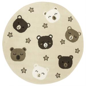 Balta Kulatý dětský koberec Luna Kids 534455/97955 Medvídci béžový hnědý Rozměr: průměr 120 cm