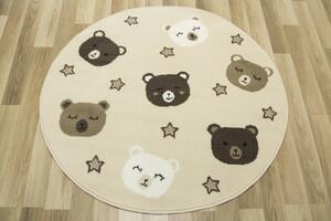 Balta Kulatý dětský koberec Luna Kids 534455/97955 Medvídci béžový hnědý Rozměr: průměr 120 cm