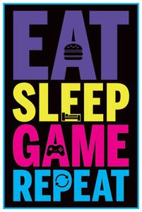 Plakát, Obraz - Eat, Sleep, Game, Repeat - Gaming, (61 x 91.5 cm)