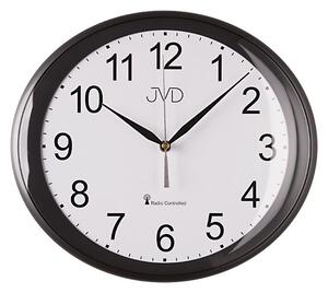 Černé luxusní oválné přesné rádiem řízené hodiny JVD RH64.1