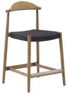 Dřevěná barová židle Kave Home Nina 62 cm s černým výpletem