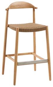 Dřevěná barová židle Kave Home Nina 76 cm s hnědým výpletem