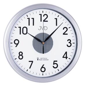 Rádiem řízené nástěnné hodiny JVD RH692.3 (stříbrné hodiny se senzorem podsvícení)