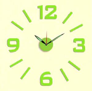 Zelené nalepovací hodiny na zeď MPM E01.3514 (průměr 60cm) (zelenkavé levné nalepovací hodiny s luminiscenční úpravou)