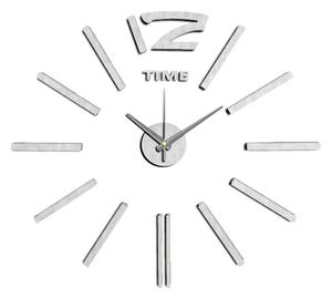 Stříbrné nalepovací hodiny na zeď MPM E01.3659 TIME - průměr 60 cm (Stříbrné levné nalepovací hodiny)