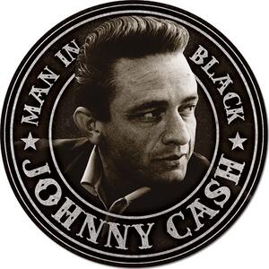 Plechová cedule Johnny Cash - Man in Black Round