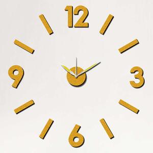 Samolepicí žluto-zlaté hodiny na zeď - nalepovací hodiny MPM E01.3775.80 - průměr 75cm (Levné nalepovací hodiny s arabskými číslicemi "12")