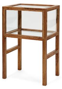 House Doctor, Dřevěný boční stolek se sklem Montre Antique brown | hnědá