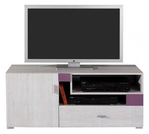 Televizní stolek Delbert 12 - borovice/fialová