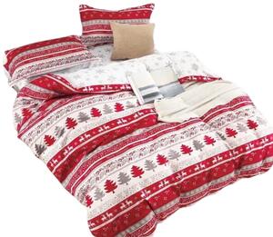 Sendia 3-dílné povlečení vánoční vzory červená bílá 140x200 na jednu postel