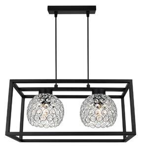 Závěsné svítidlo Crystal Cage, 2x stříbrné křišťálové stínítko v kovovém rámu
