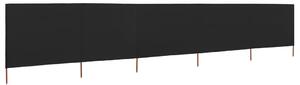 5dílná zástěna proti větru látková 600 x 80 cm černá