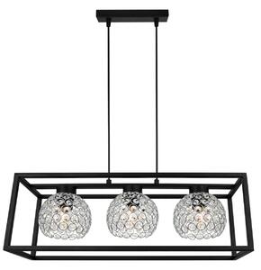 Závěsné svítidlo Crystal Cage, 3x stříbrné křišťálové stínítko v kovovém rámu