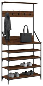 Stojan na oblečení s prostorem pro obuv hnědý dub 90x34x184 cm