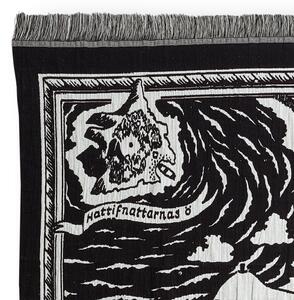 Bavlněná deka Moomin Muumikartta 130x180, černo-bílá